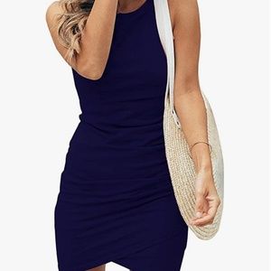 Navy Mini Ruched Dress